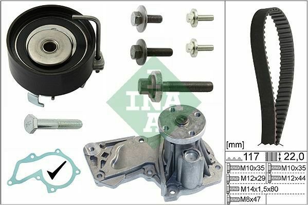 INA 530049530 Water Pump & Timing Belt Set for FORD, MAZDA, VOLVO