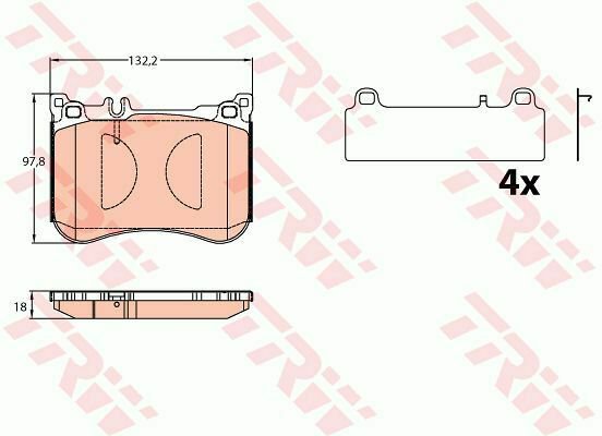 TRW GDB2144 Brake Pad Set, disc brake for MERCEDES-BENZ