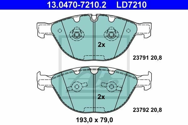 ATE 13.0470-7210.2 Brake Pad Set, disc brake for BMW