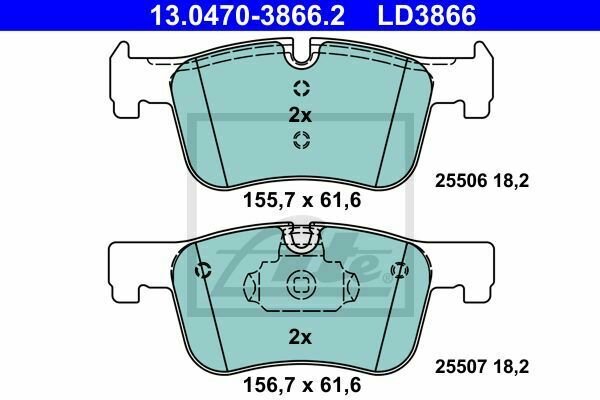 ATE 13.0470-3866.2 Brake Pad Set, disc brake for BMW