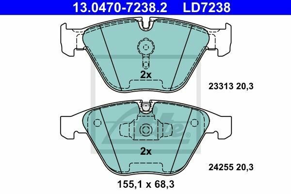 ATE 13.0470-7238.2 Brake Pad Set, disc brake for BMW