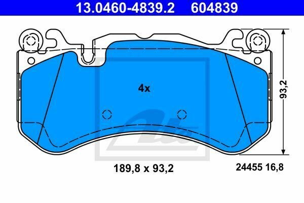 ATE 13.0460-4839.2 Brake Pad Set, disc brake for MERCEDES-BENZ