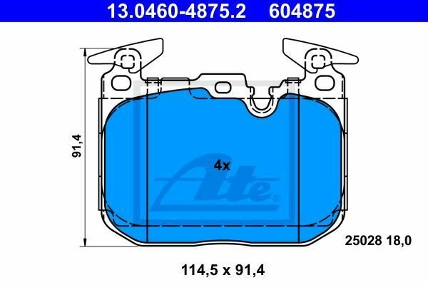 ATE 13.0460-4875.2 Brake Pad Set, disc brake for BMW