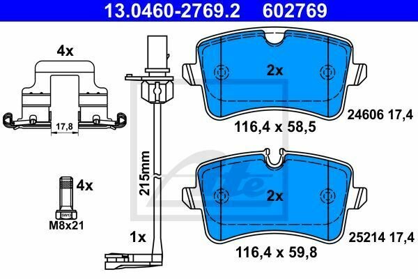 ATE 13.0460-2769.2 Brake Pad Set, disc brake for AUDI