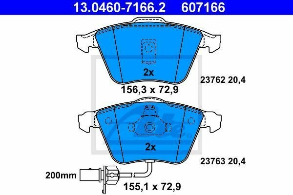 ATE 13.0460-7166.2 Brake Pad Set, disc brake for AUDI