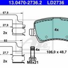 ATE 13.0470-2736.2 Brake Pad Set, disc brake for VOLVO