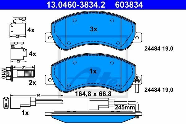 ATE 13.0460-3834.2 Brake Pad Set, disc brake for FORD