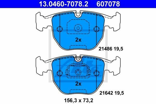 ATE 13.0460-7078.2 Brake Pad Set, disc brake for BMW