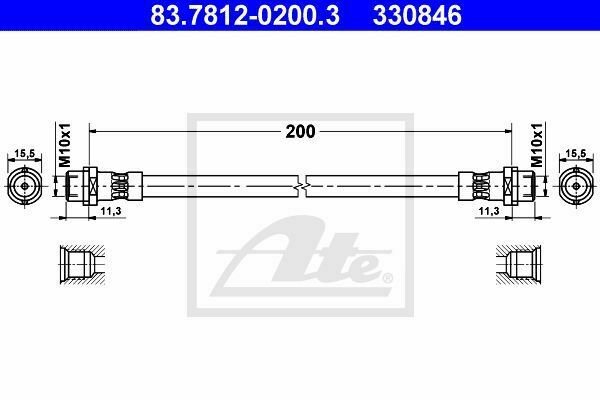 ATE 83.7812-0200.3 Brake Hose for AUDI