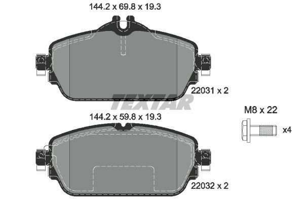 TEXTAR 2203102 Brake Pad Set, disc brake for MERCEDES-BENZ
