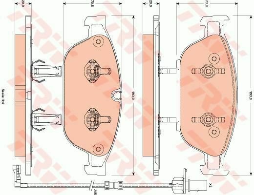 TRW GDB1883 Brake Pad Set, disc brake for AUDI