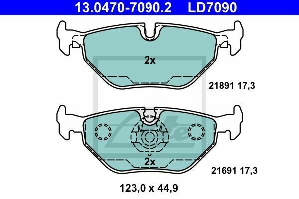 ATE 13.0470-7090.2 Brake Pad Set, disc brake for BMW