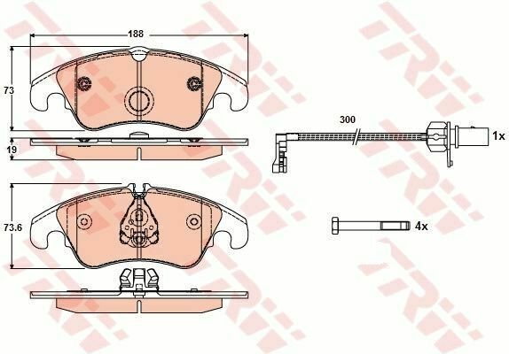 TRW GDB1768 Brake Pad Set, disc brake for AUDI