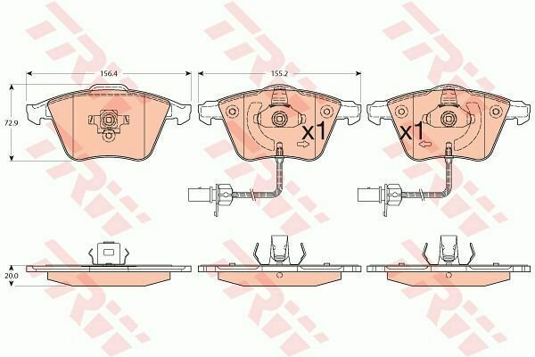 TRW GDB1554 Brake Pad Set, disc brake for AUDI