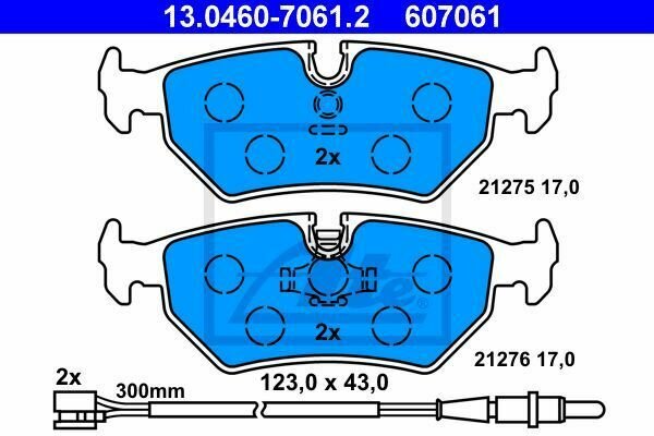 ATE 13.0460-7061.2 Brake Pad Set, disc brake for CITRO&Atilde;�N, FIAT, LANCIA, PEUGEOT