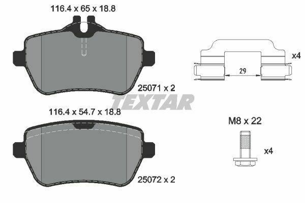 TEXTAR 2507103 Brake Pad Set, disc brake for MERCEDES-BENZ