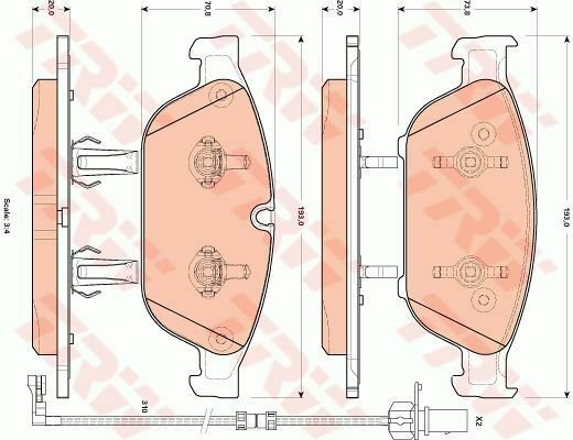 TRW GDB1897 Brake Pad Set, disc brake for AUDI