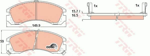 TRW GDB1126 Brake Pad Set, disc brake for CITRO&Atilde;�N, MITSUBISHI, PEUGEOT