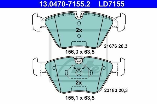 ATE 13.0470-7155.2 Brake Pad Set, disc brake for BMW, MG