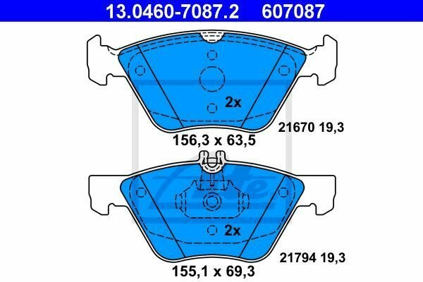 ATE 13.0460-7087.2 Brake Pad Set, disc brake for CHRYSLER, MERCEDES-BENZ