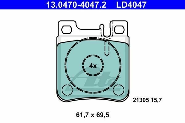 ATE 13.0470-4047.2 Brake Pad Set, disc brake for CHRYSLER, MERCEDES-BENZ
