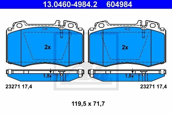 ATE 13.0460-4984.2 Brake Pad Set, disc brake for MERCEDES-BENZ