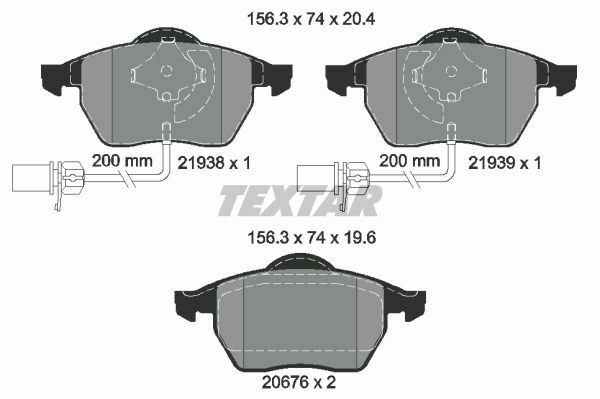 TEXTAR 2193801 Brake Pad Set, disc brake for AUDI, VW