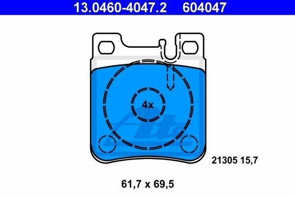 ATE 13.0460-4047.2 Brake Pad Set, disc brake for CHRYSLER, MERCEDES-BENZ