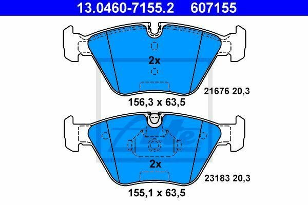 ATE 13.0460-7155.2 Brake Pad Set, disc brake for BMW, MG