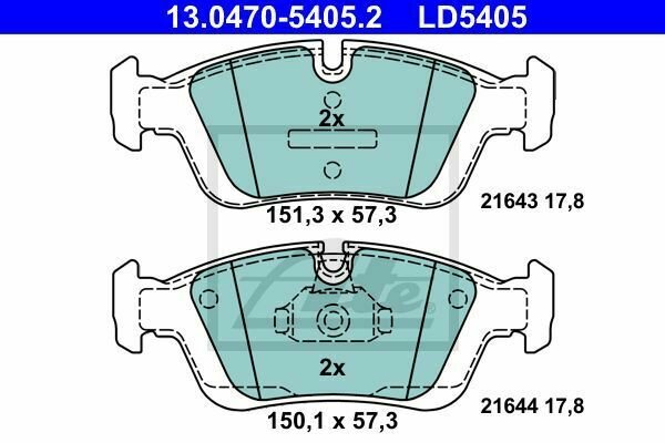 ATE 13.0470-5405.2 Brake Pad Set, disc brake for BMW