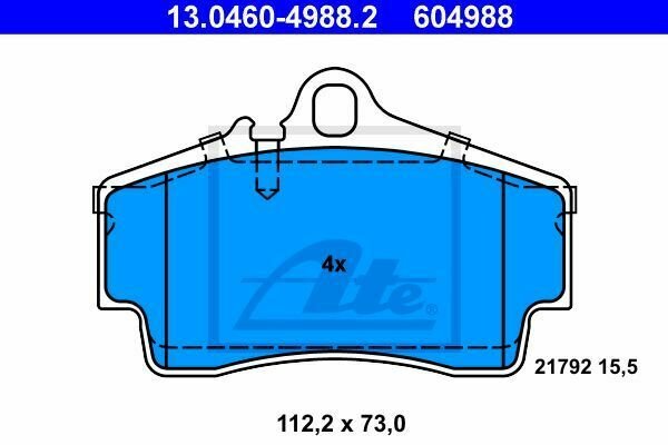 ATE 13.0460-4988.2 Brake Pad Set, disc brake for PORSCHE