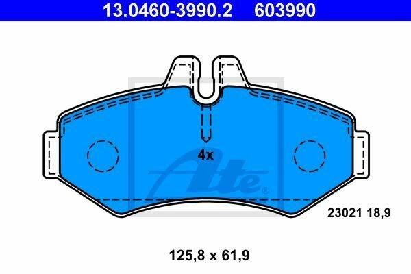 ATE 13.0460-3990.2 Brake Pad Set, disc brake for MERCEDES-BENZ, VW