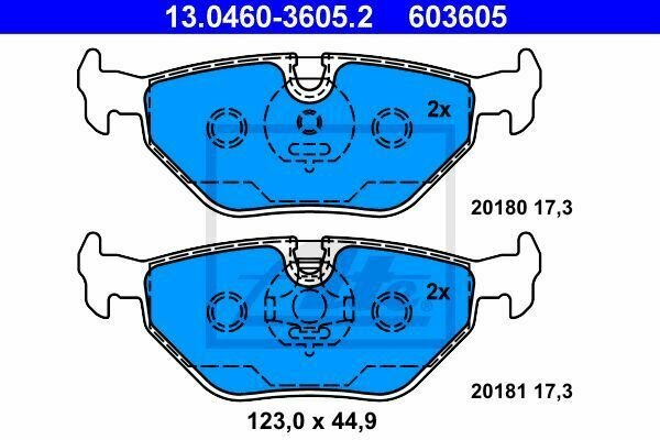 ATE 13.0460-3605.2 Brake Pad Set, disc brake for BMW, MG, ROVER, SAAB