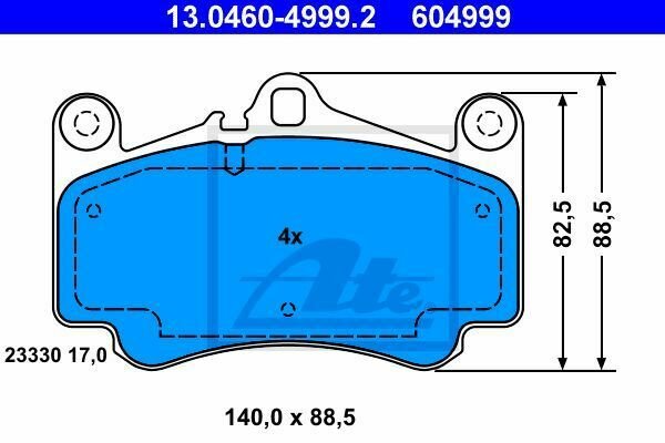ATE 13.0460-4999.2 Brake Pad Set, disc brake for PORSCHE