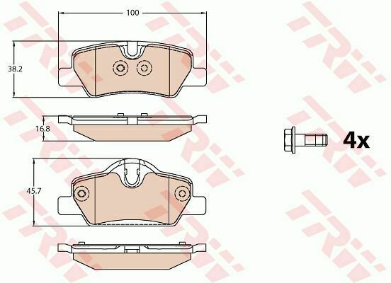TRW GDB2088 Brake Pad Set, disc brake for MINI