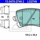 ATE 13.0470-2749.2 Brake Pad Set, disc brake for AUDI, SEAT, SKODA, VW