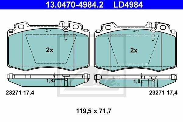 ATE 13.0470-4984.2 Brake Pad Set, disc brake for MERCEDES-BENZ