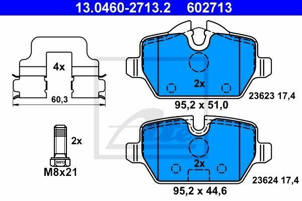 ATE 13.0460-2713.2 Brake Pad Set, disc brake for BMW, MINI