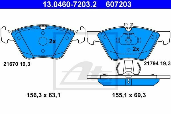 ATE 13.0460-7203.2 Brake Pad Set, disc brake for MERCEDES-BENZ