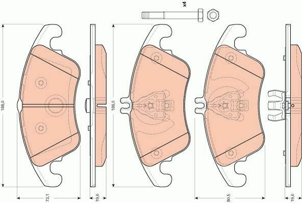 TRW GDB1737 Brake Pad Set, disc brake for MERCEDES-BENZ