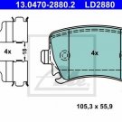 ATE 13.0470-2880.2 Brake Pad Set, disc brake for AUDI, SEAT, SKODA, VW