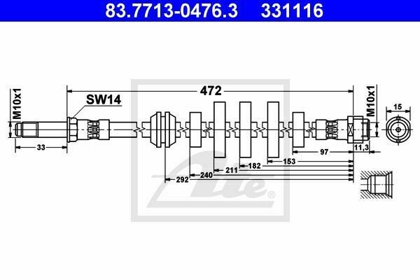 ATE 83.7713-0476.3 Brake Hose for AUDI