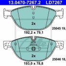 ATE 13.0470-7267.2 Brake Pad Set, disc brake for BMW