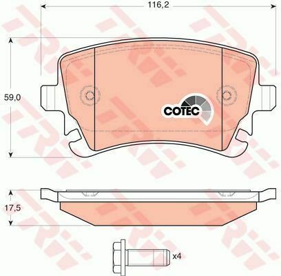TRW GDB1516 Brake Pad Set, disc brake for AUDI, VW