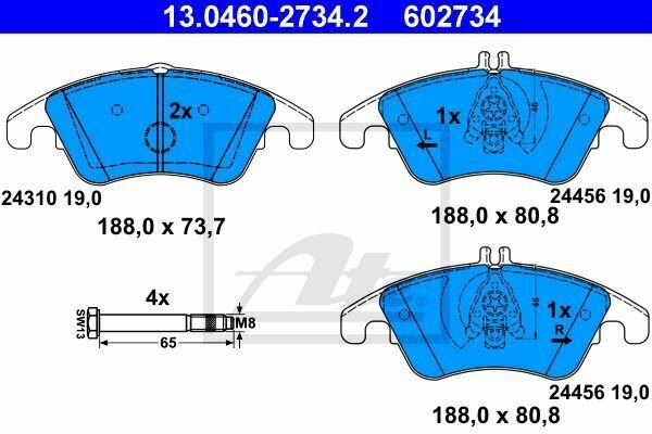 ATE 13.0460-2734.2 Brake Pad Set, disc brake for MERCEDES-BENZ