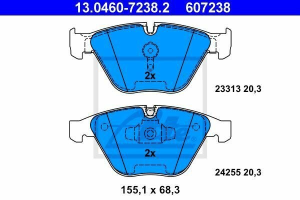 ATE 13.0460-7238.2 Brake Pad Set, disc brake for BMW