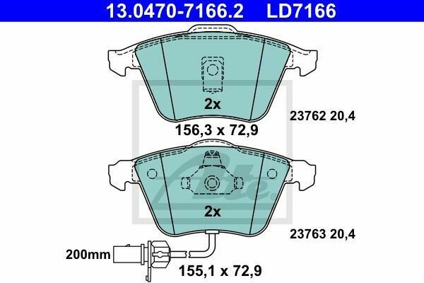 ATE 13.0470-7166.2 Brake Pad Set, disc brake for AUDI
