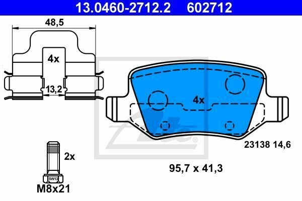ATE 13.0460-2712.2 Brake Pad Set, disc brake for MERCEDES-BENZ
