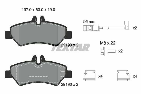TEXTAR 2919001 Brake Pad Set, disc brake for MERCEDES-BENZ, VW