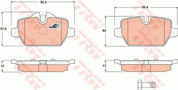 TRW GDB1612 Brake Pad Set, disc brake for BMW, FIAT, MINI